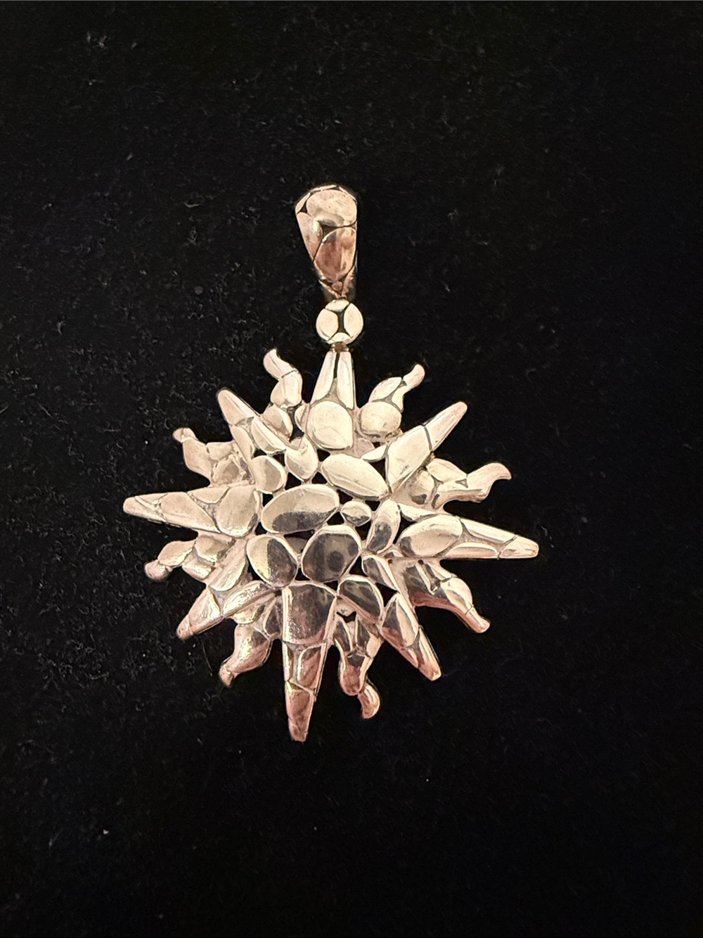 JOHN HARDY Sterling Silver 925 Kali pebbled Sun Pendant Retired JH 28g